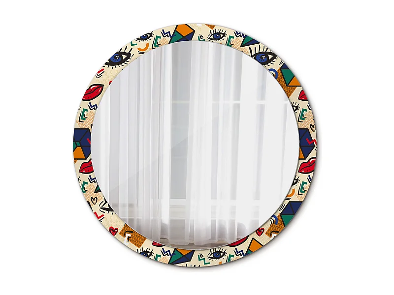 Miroir rond décoratif - Style Pop art - 100 cm
