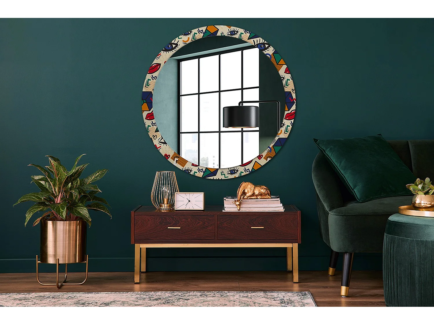 Miroir rond décoratif - Style Pop art - 100 cm