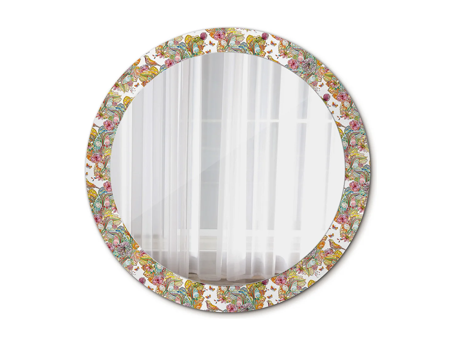 Miroir rond décoratif - Fleurs de conte de fées - 80 cm