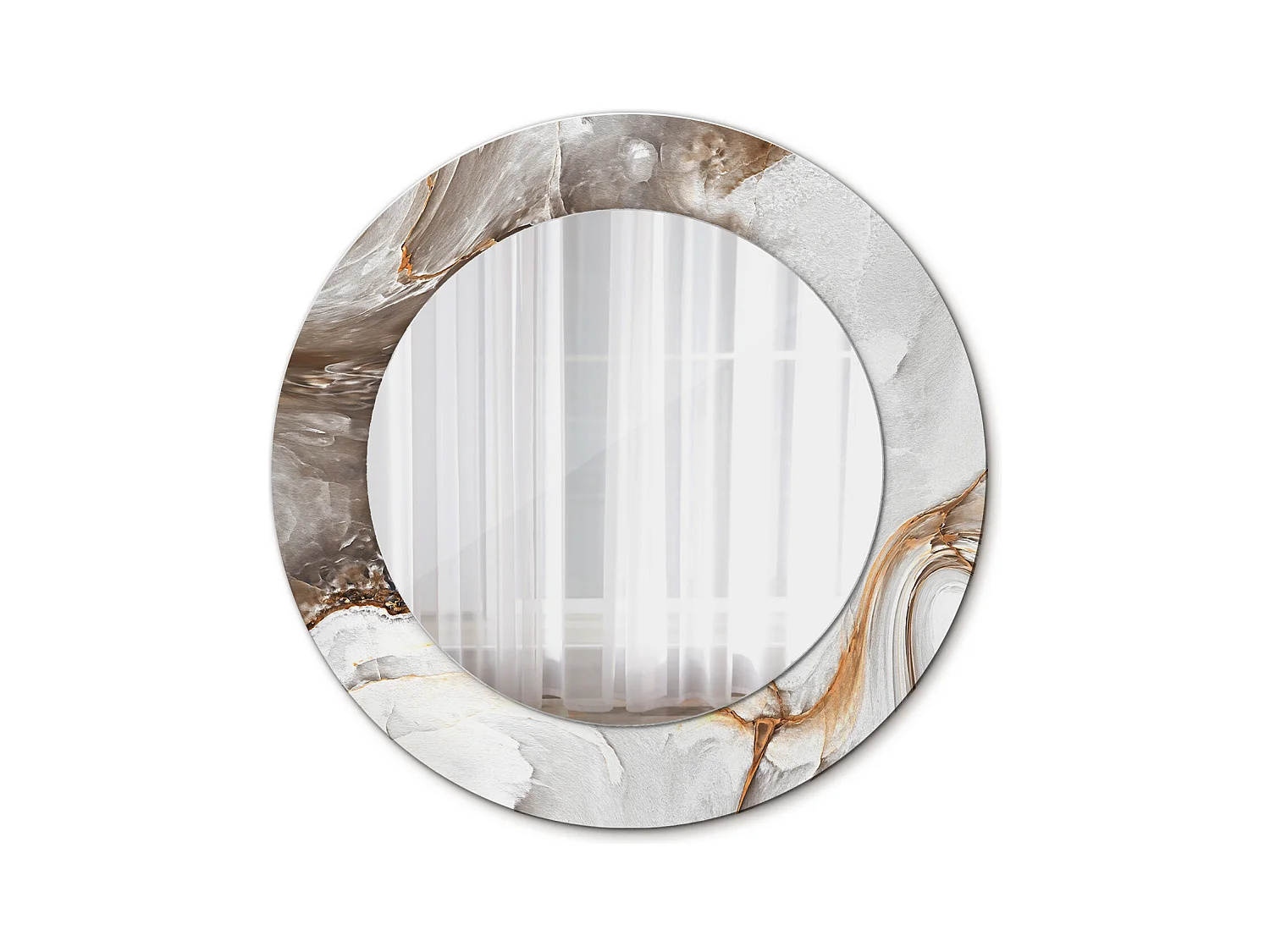 Specchio rotondo decorativo - Marmo chiaro - 50 cm