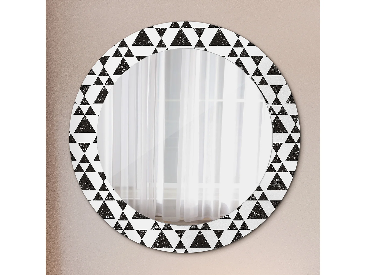 Ronde decoratieve spiegel - geometrische driehoeken - 60 cm