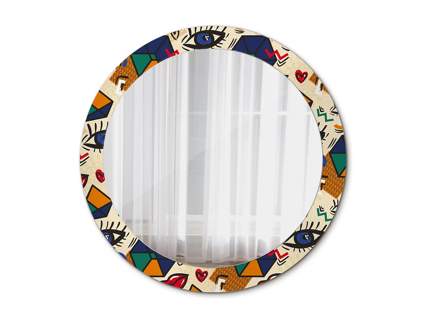 Miroir rond décoratif - Style Pop art - 80 cm