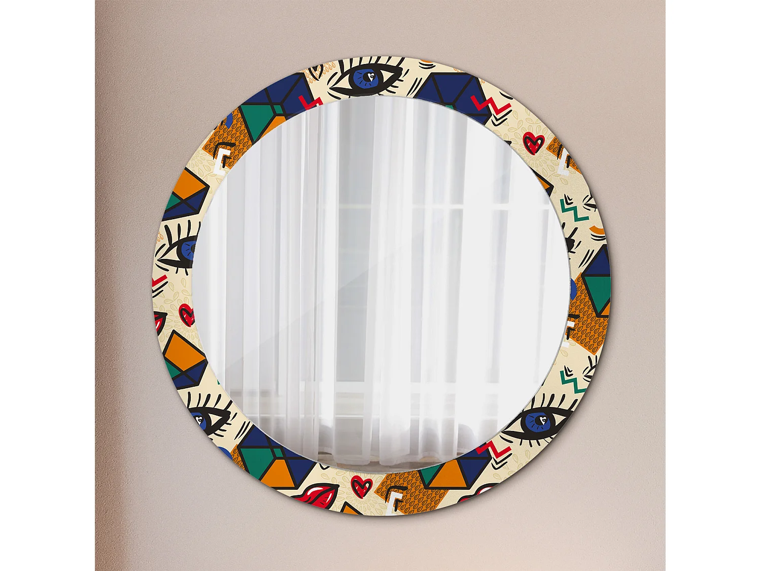 Miroir rond décoratif - Style Pop art - 80 cm