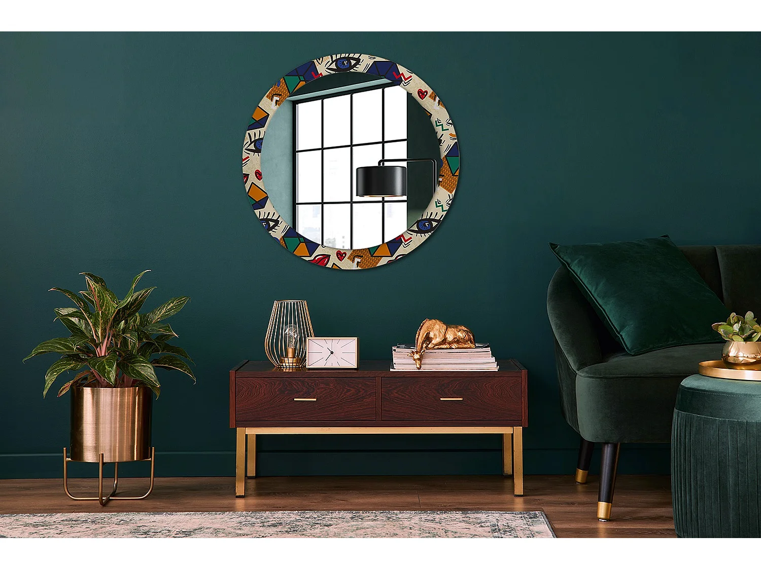 Miroir rond décoratif - Style Pop art - 80 cm