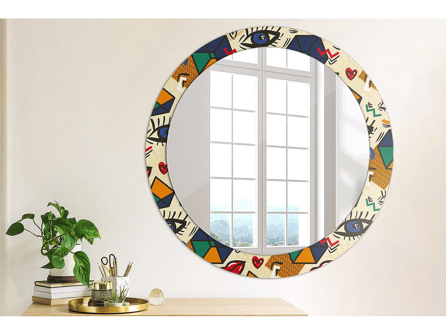 Miroir rond décoratif - Style Pop art - 80 cm