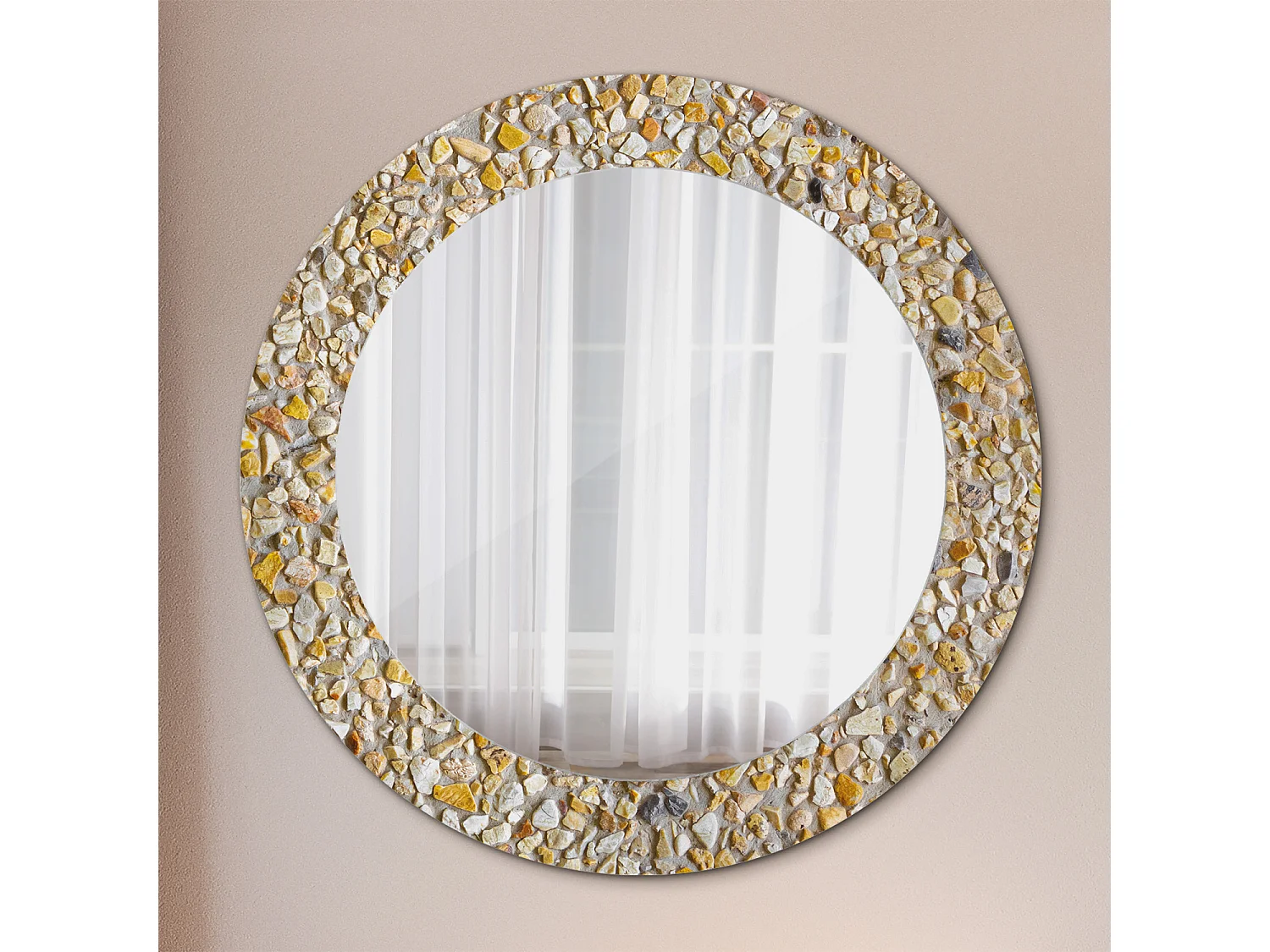 Runder dekorativer Spiegel - Terrazzo-Motiv - 60 cm