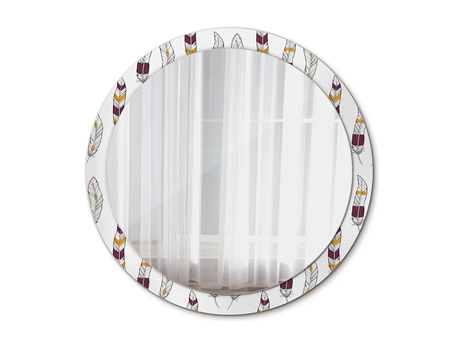 Miroir rond décoratif - Plumes - 100 cm