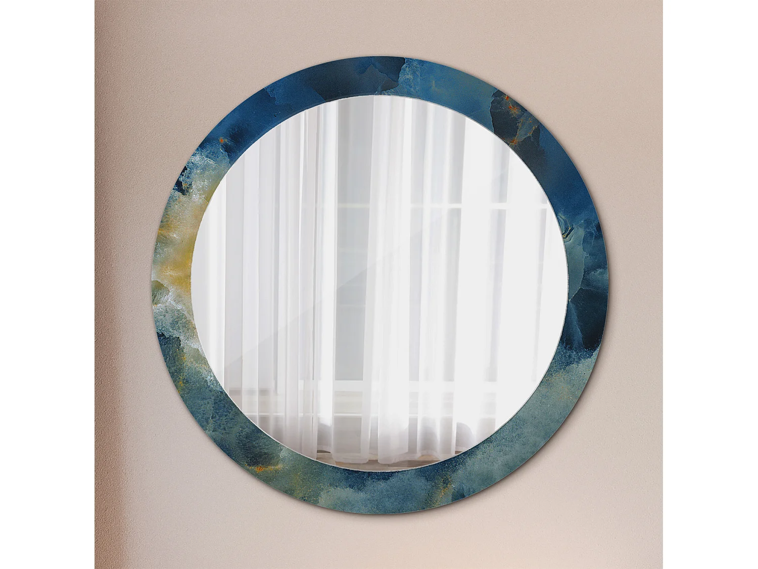 Miroir rond décoratif - Marbre Onyx - 80 cm
