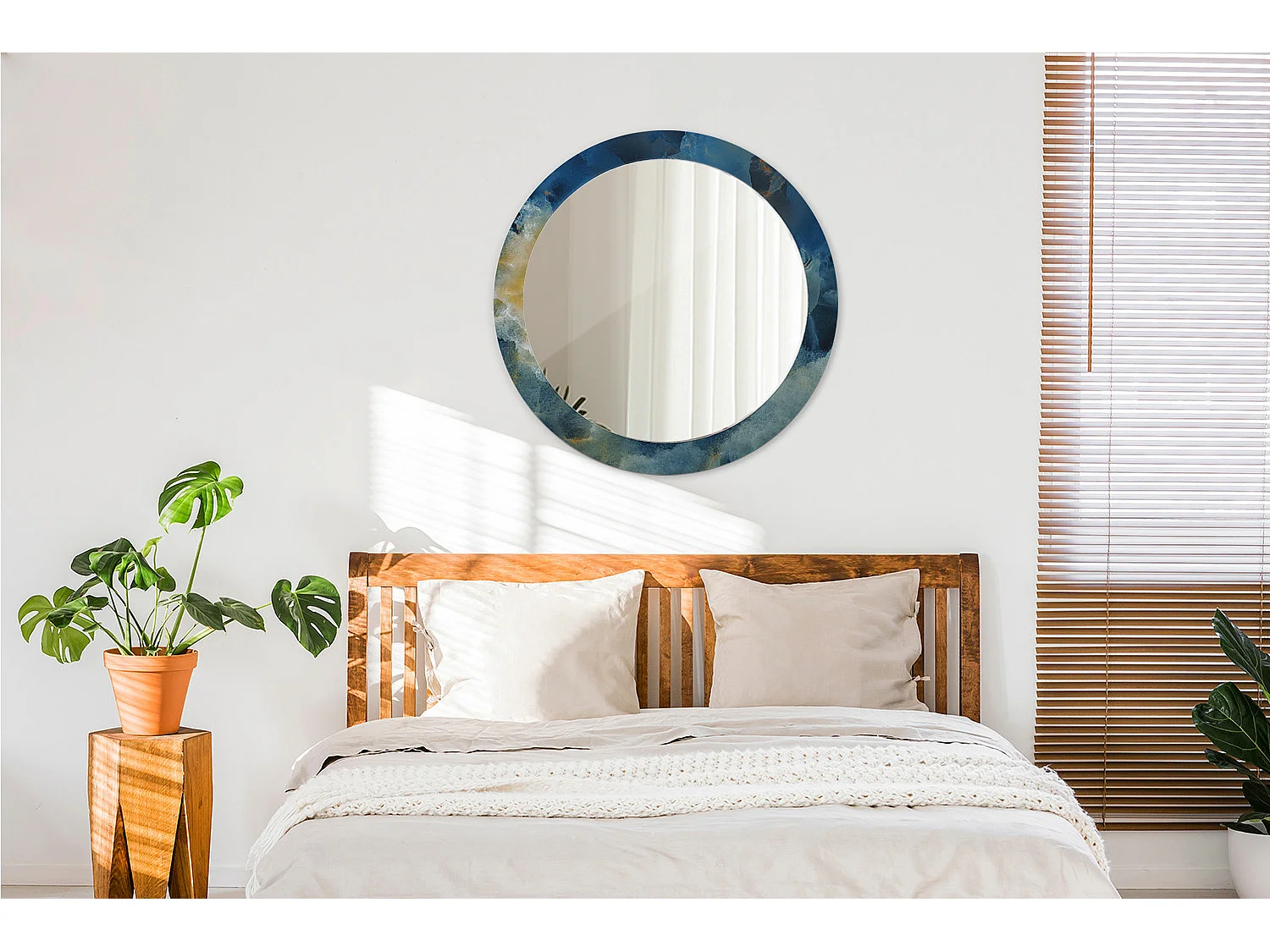 Miroir rond décoratif - Marbre Onyx - 80 cm