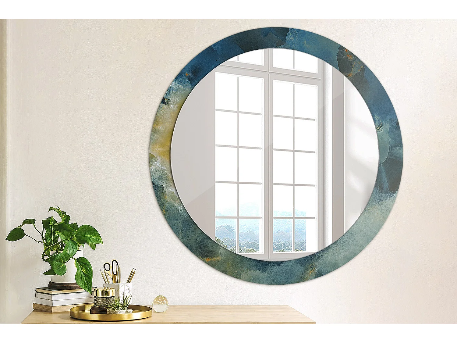 Miroir rond décoratif - Marbre Onyx - 80 cm