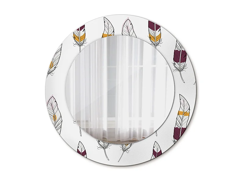 Miroir rond décoratif - Plumes - 50 cm