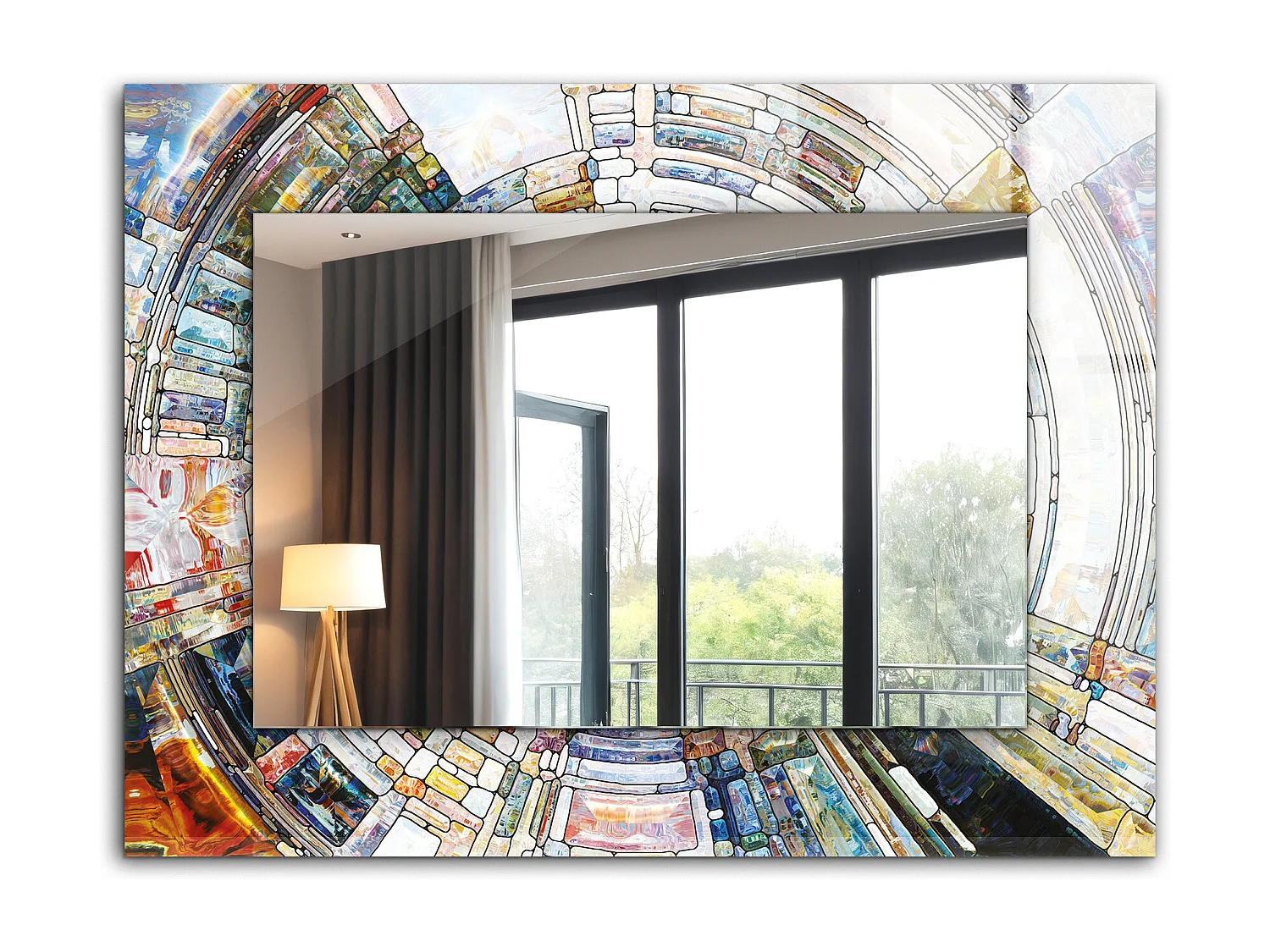 Dekorativer Spiegel mit Rahmen Abstraktes Mosaik 80 x 60 cm