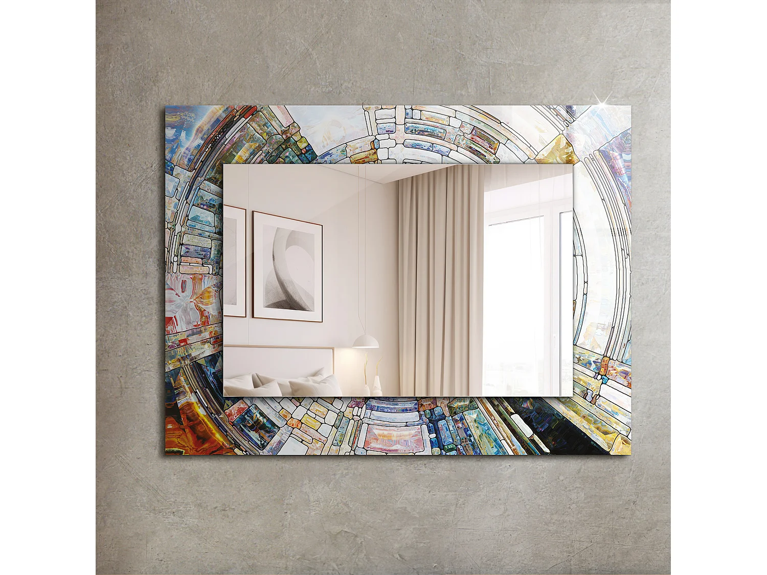 Dekorativer Spiegel mit Rahmen Abstraktes Mosaik 80 x 60 cm