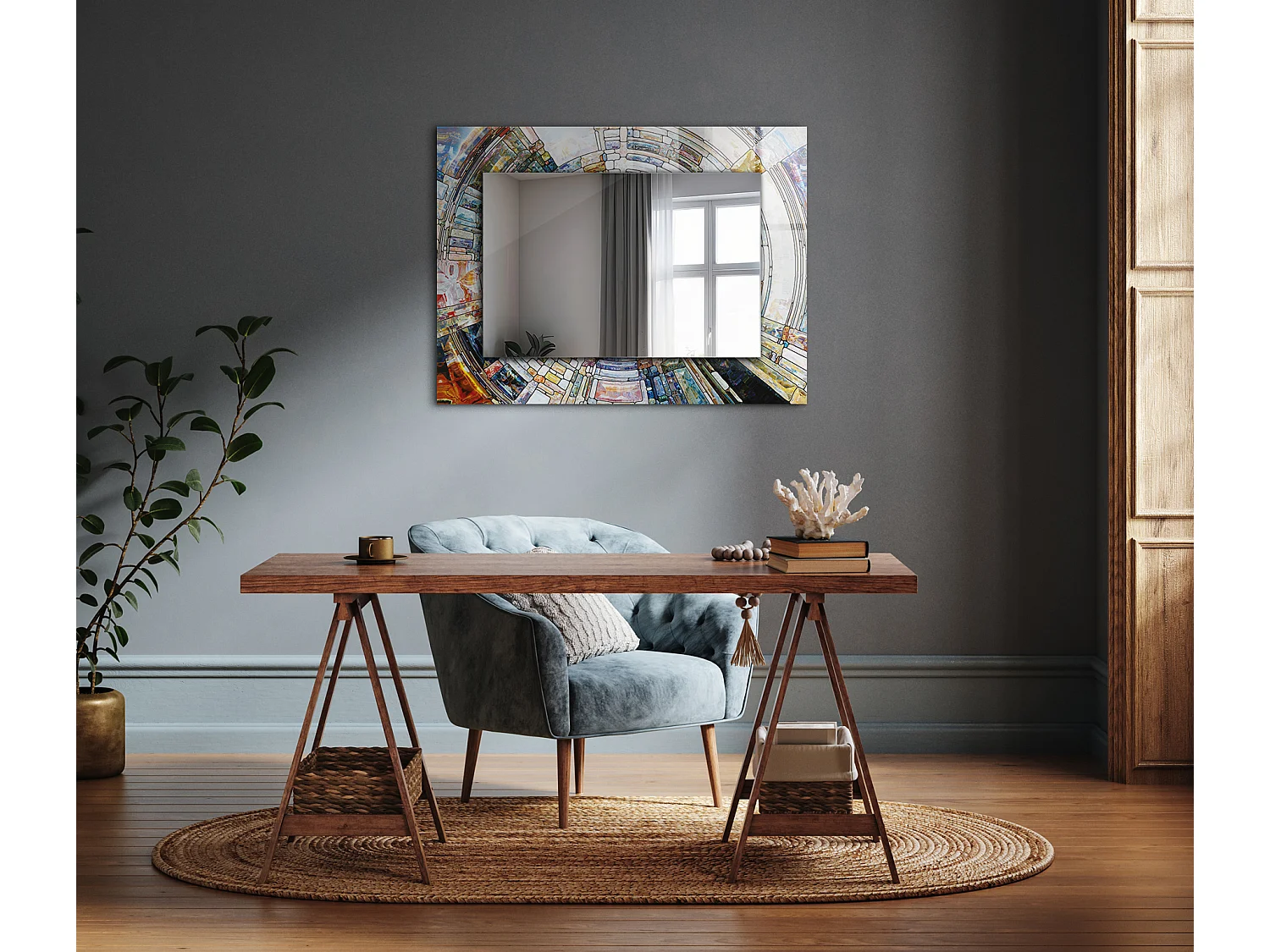 Dekorativer Spiegel mit Rahmen Abstraktes Mosaik 80 x 60 cm