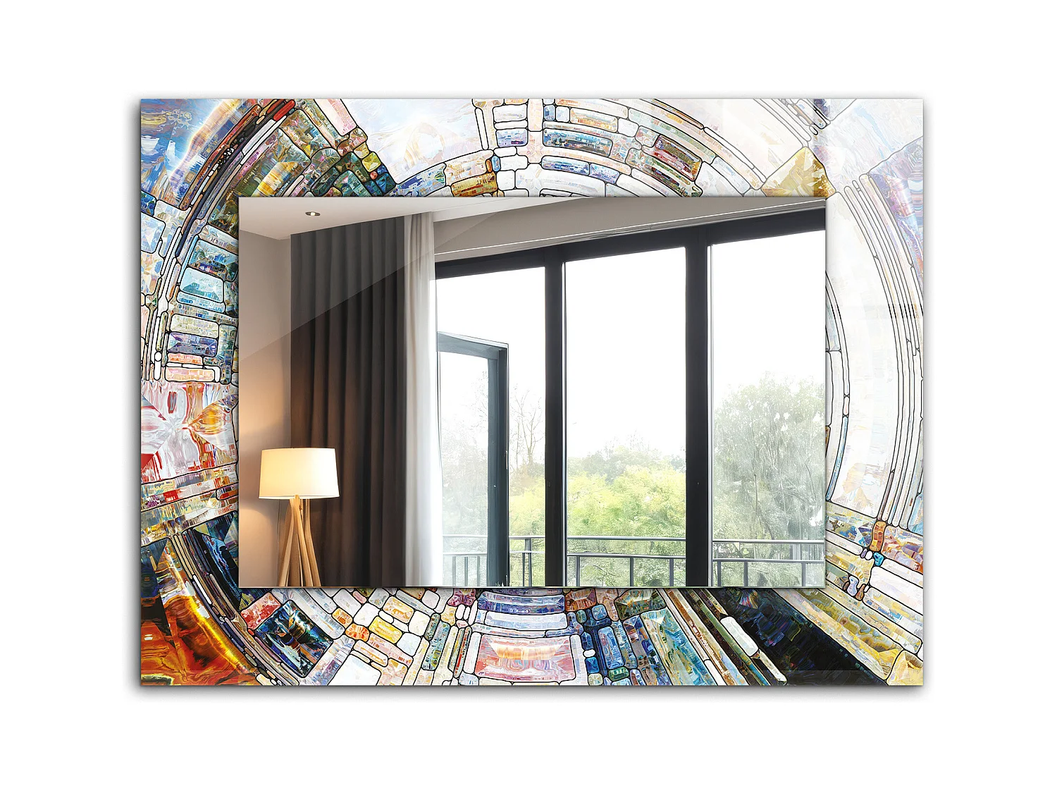 Miroir décoratif avec cadre Mosaïque abstraite 80 x 60 cm