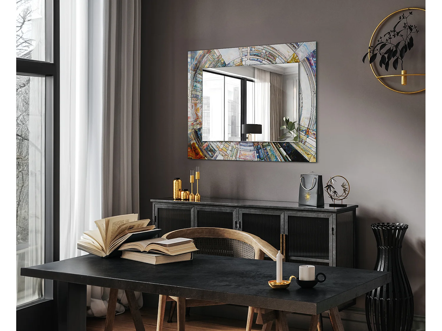 Miroir décoratif avec cadre Mosaïque abstraite 80 x 60 cm