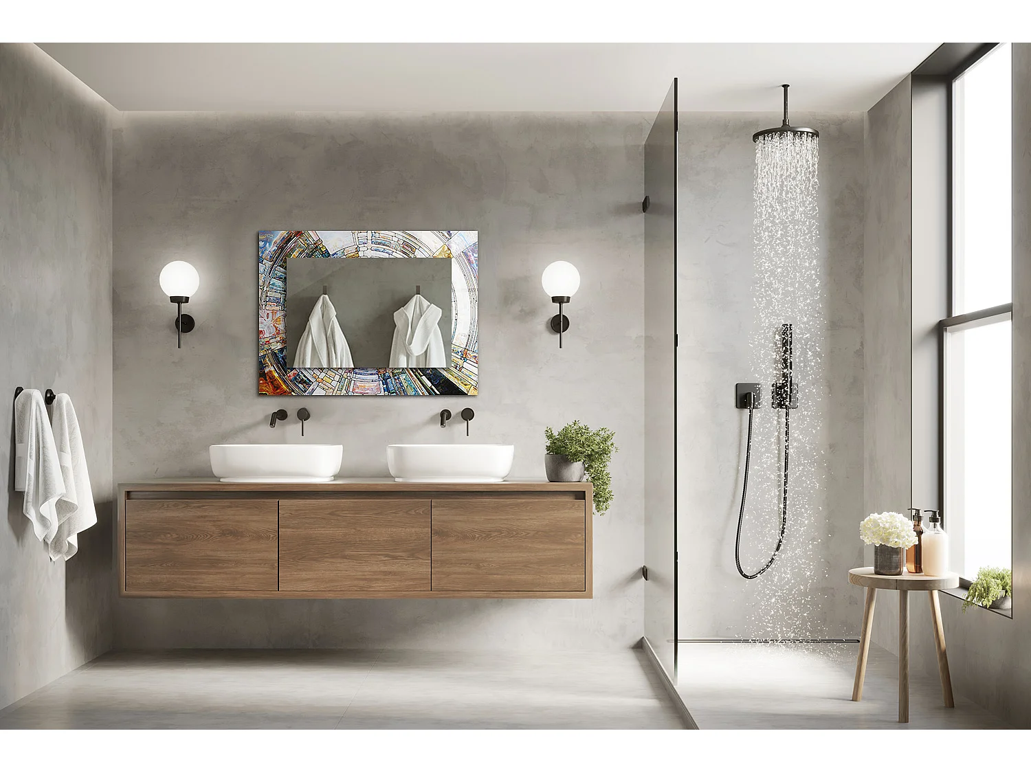 Miroir décoratif avec cadre Mosaïque abstraite 80 x 60 cm