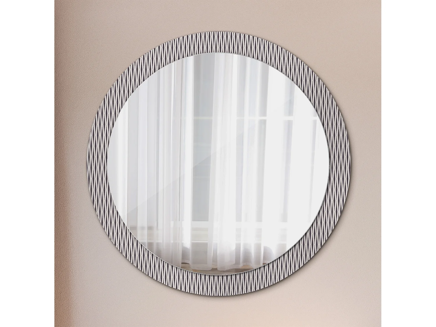 Miroir rond décoratif - Motif à pois géométriques - 90 cm