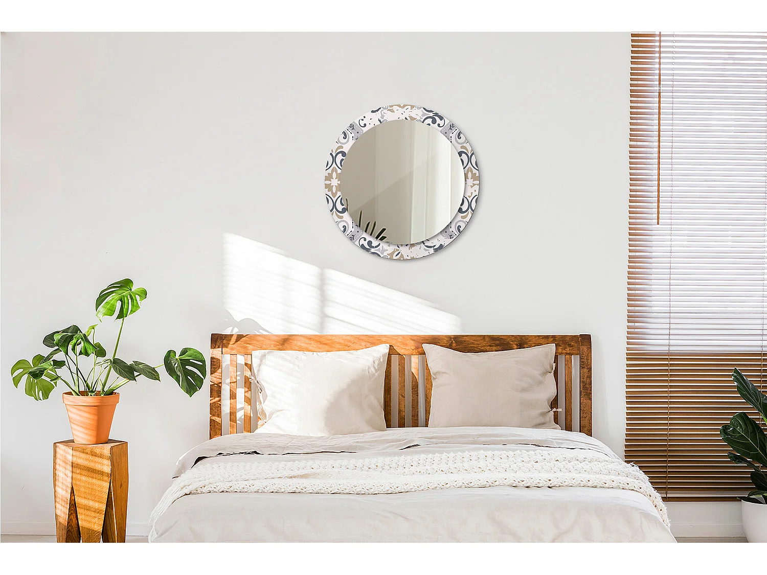 Miroir rond décoratif - Carrelage Rétro - 70 cm