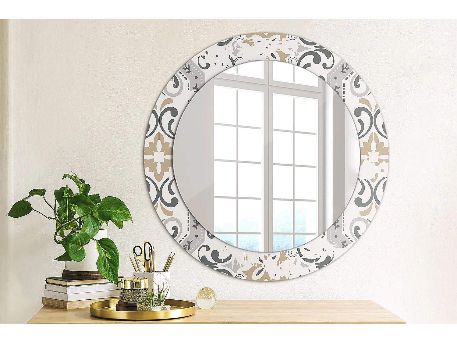 Miroir rond décoratif - Carrelage Rétro - 70 cm