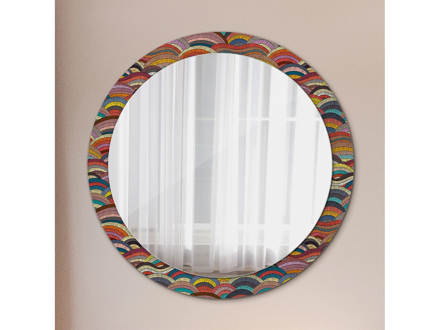 Ronde decoratieve spiegel - ornament - 90 cm