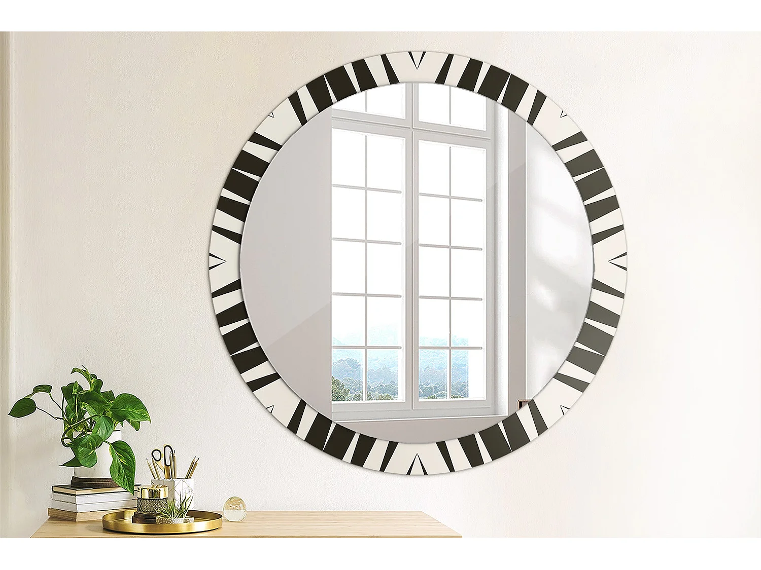 Specchio rotondo decorativo - Geometria astratta - 90 cm