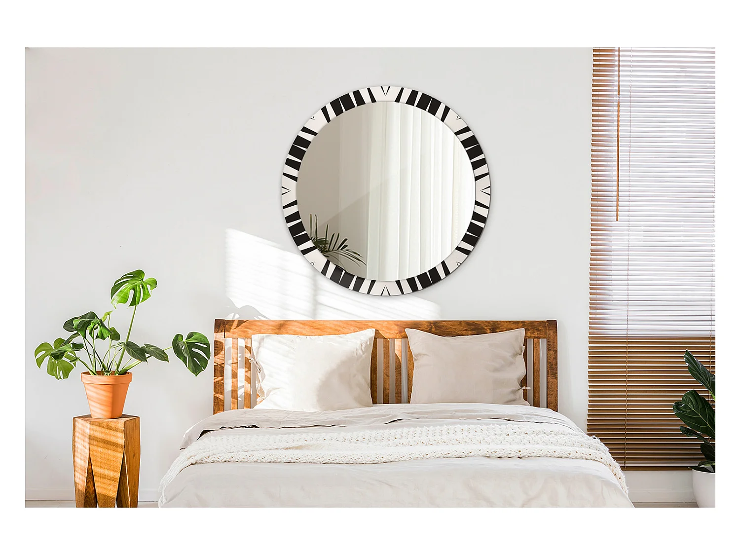 Dekorativer runder Spiegel - Abstrakte Geometrie - 90 cm