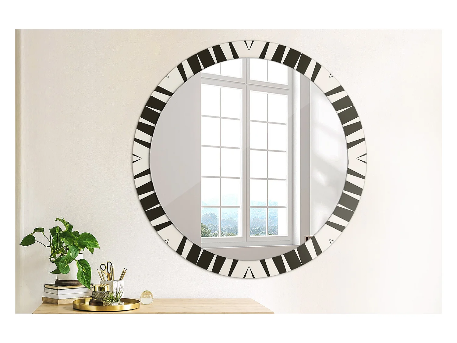 Dekorativer runder Spiegel - Abstrakte Geometrie - 90 cm