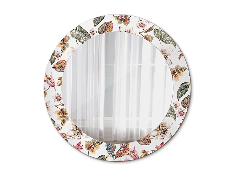 Miroir rond décoratif - Fleurs vintage - 60 cm