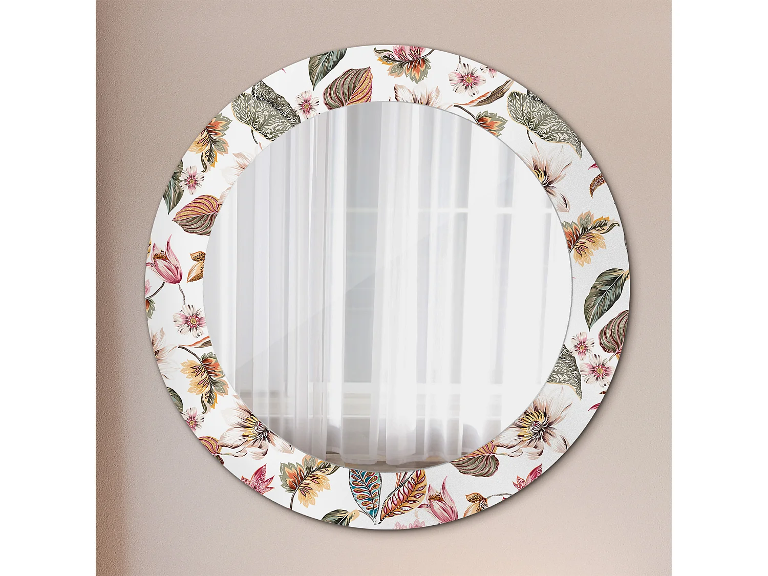 Dekorativer runder Spiegel - Vintage-Blumen - 60 cm