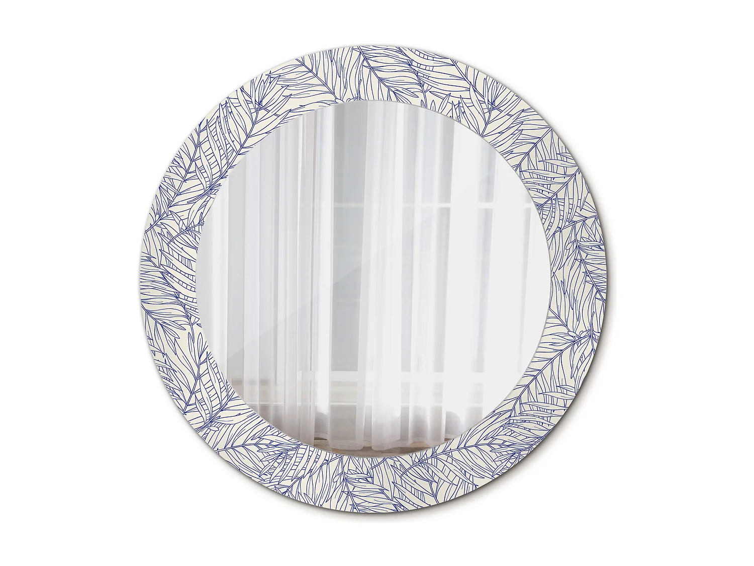 Miroir rond décoratif - Contour palmier tropical - 70 cm