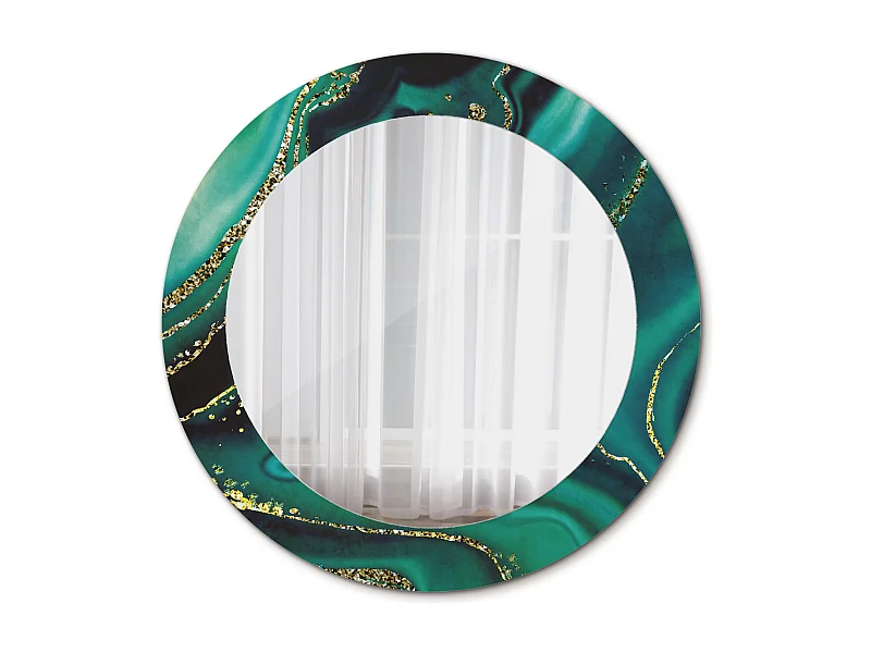Miroir rond décoratif - Marbre émeraude - 70 cm