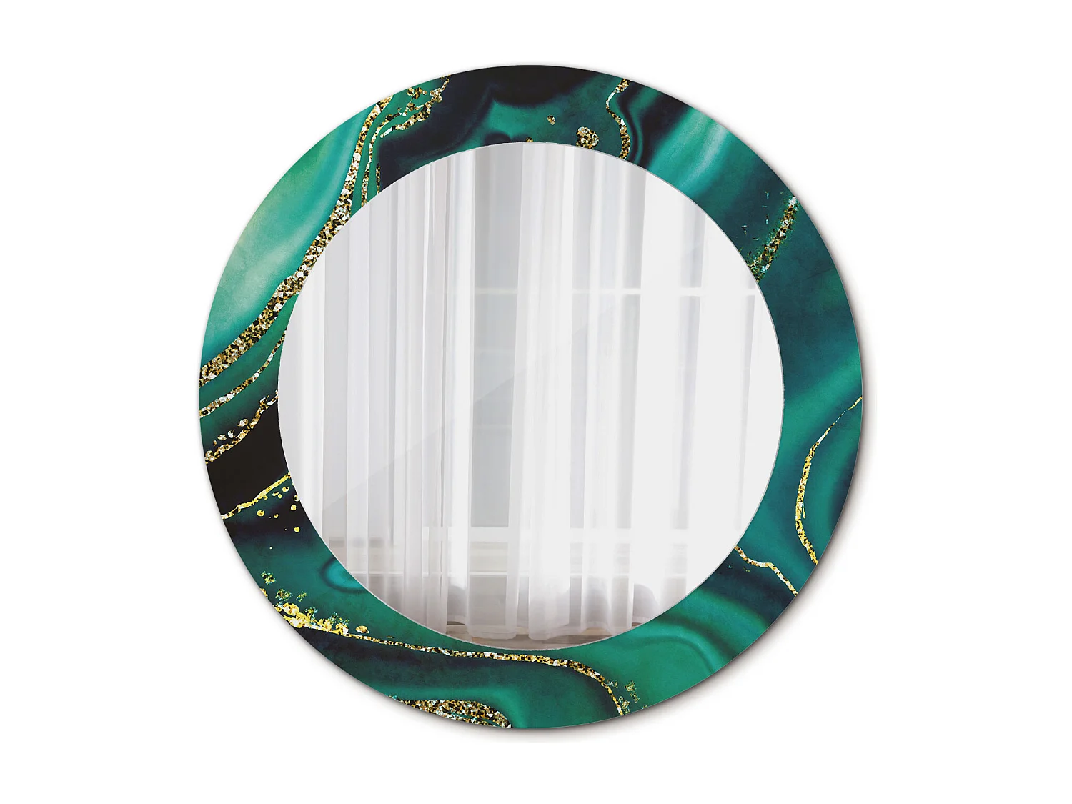Miroir rond décoratif - Marbre émeraude - 70 cm