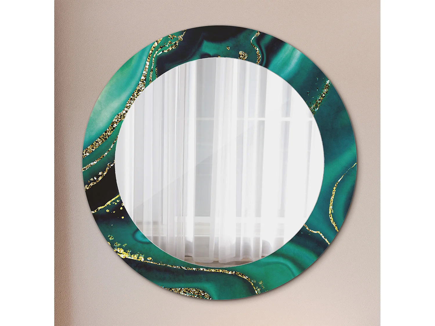 Miroir rond décoratif - Marbre émeraude - 70 cm