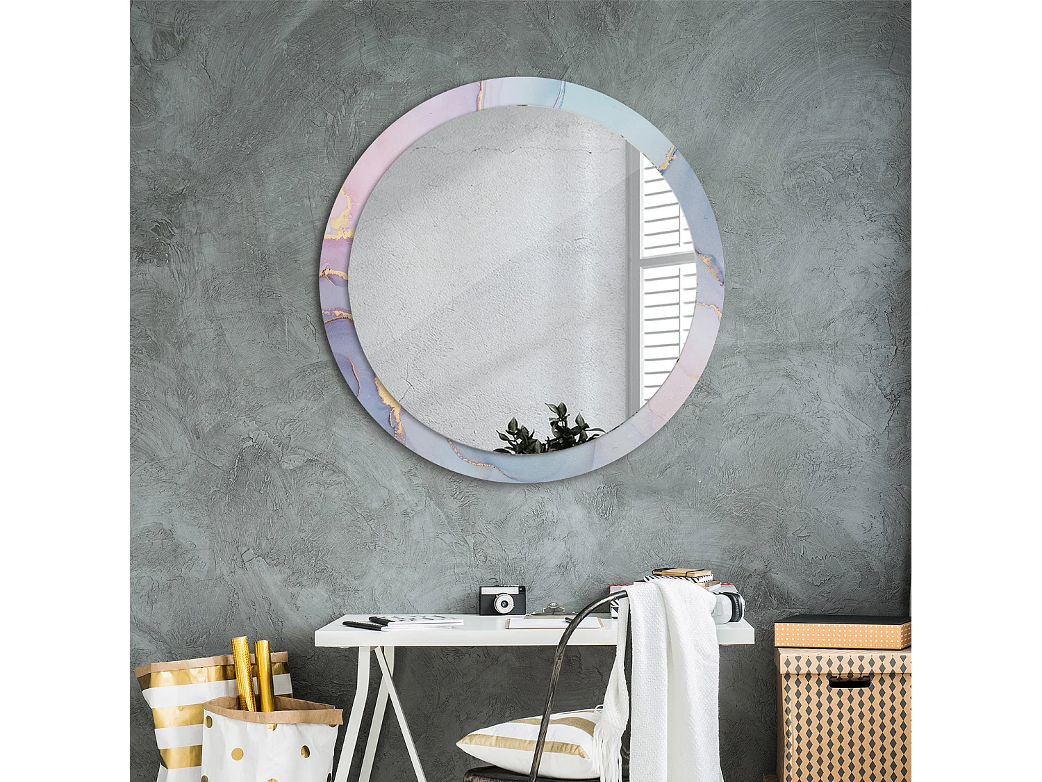 Ronde decoratieve spiegel - Abstract Fluid - 90 cm