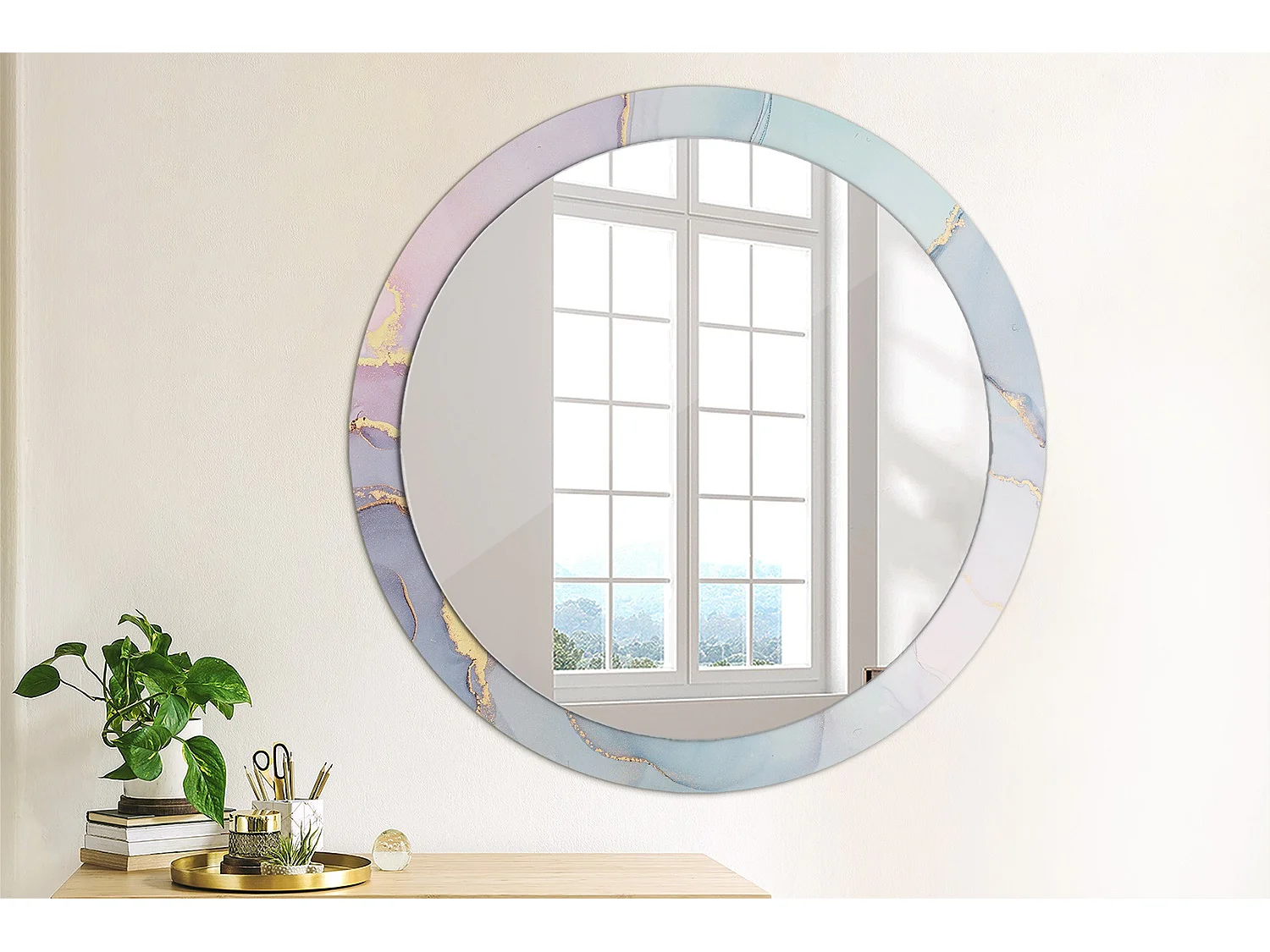 Ronde decoratieve spiegel - Abstract Fluid - 90 cm