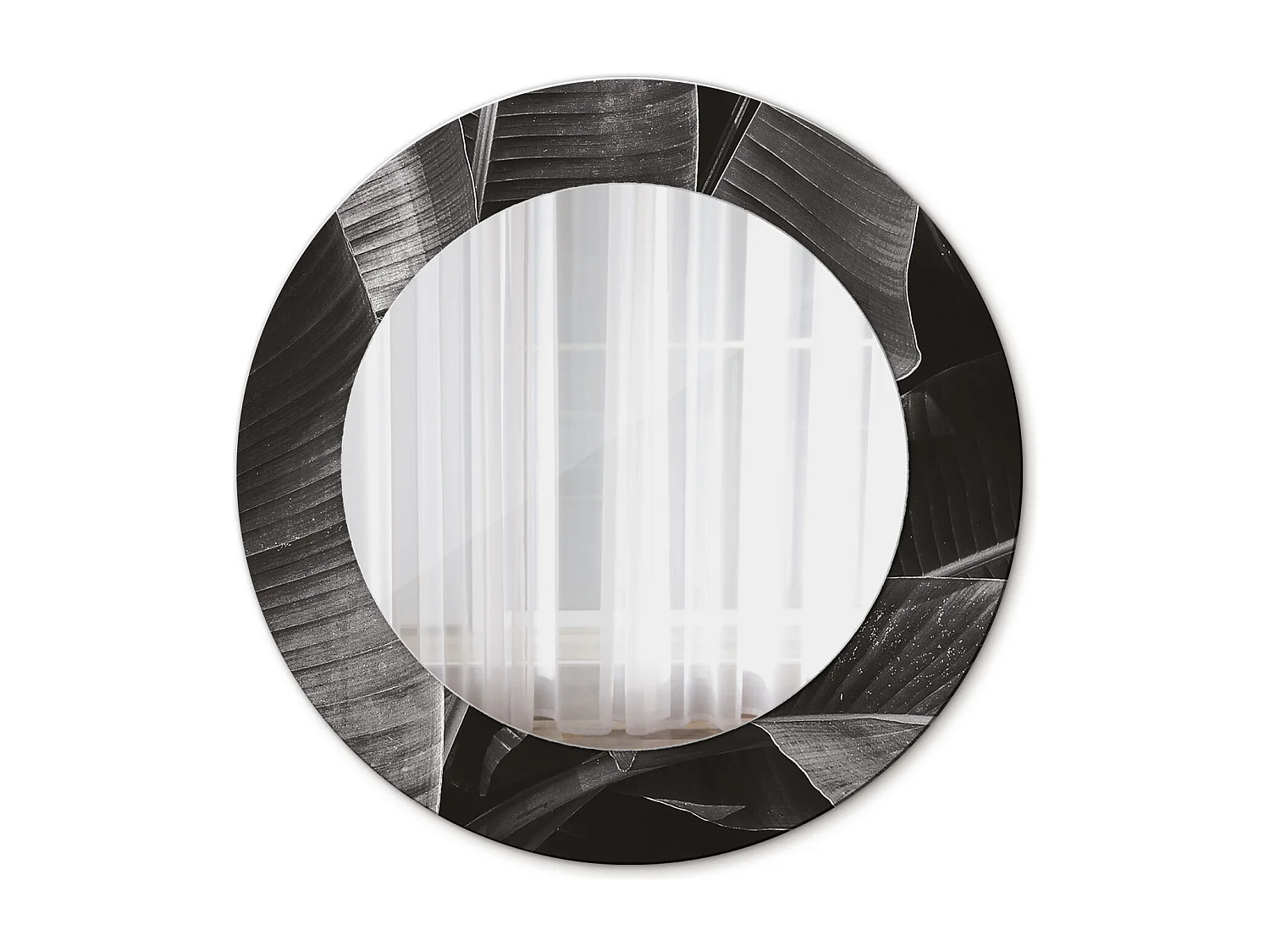 Miroir rond décoratif - Palmiers tropicaux - 50 cm