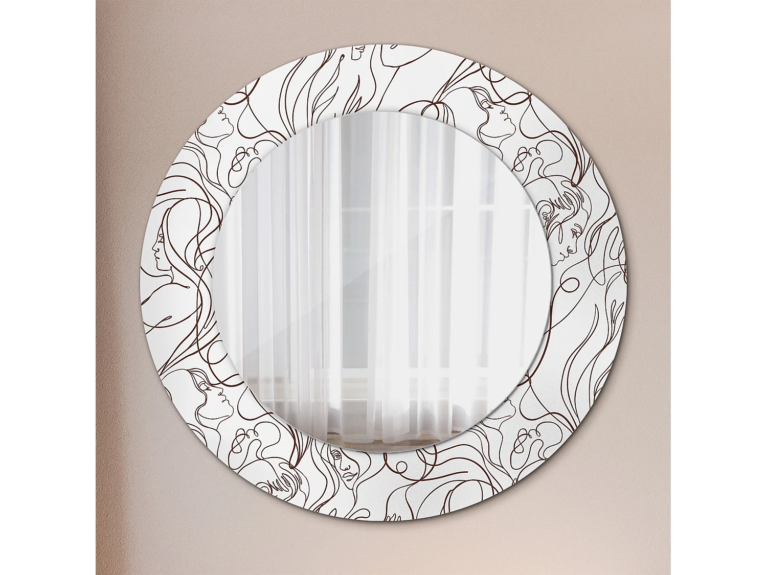 Runder dekorativer Spiegel - Linienflächen - 50 cm