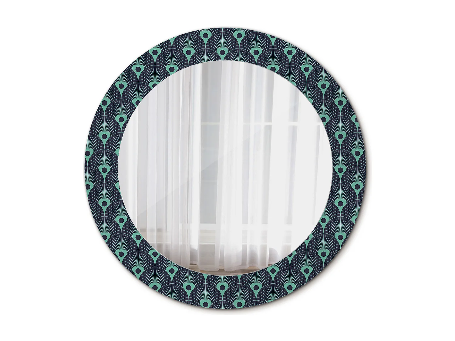 Miroir rond décoratif - Motif floral - 70 cm