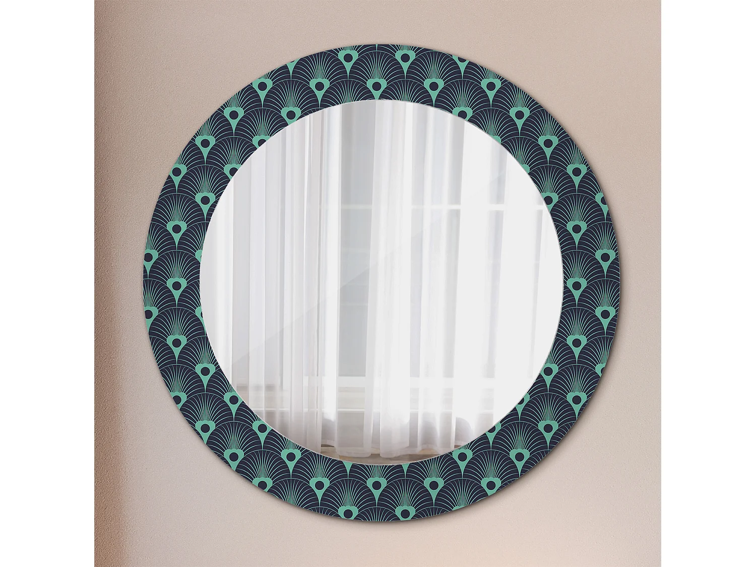 Miroir rond décoratif - Motif floral - 70 cm