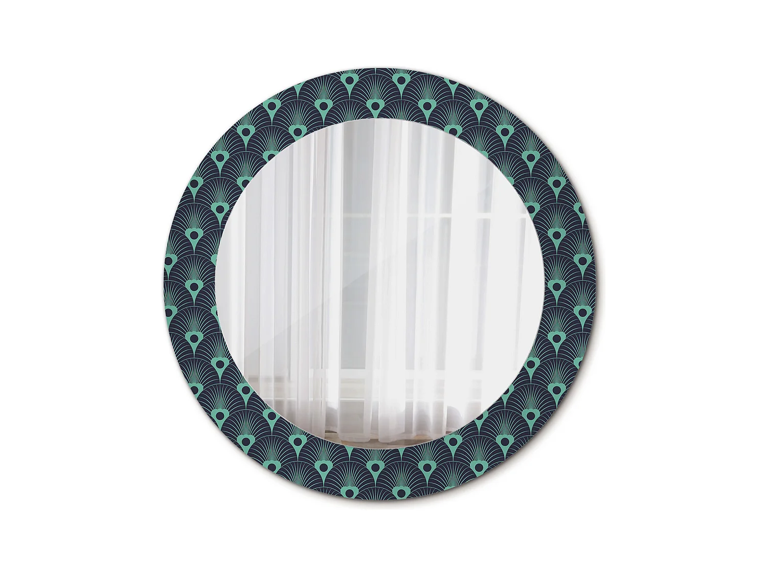 Miroir rond décoratif - Motif floral - 70 cm
