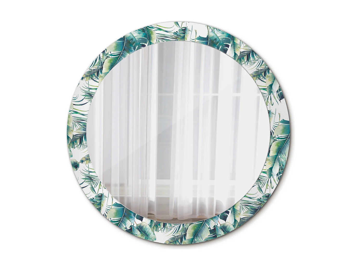 Miroir rond décoratif - Feuilles - 80 cm