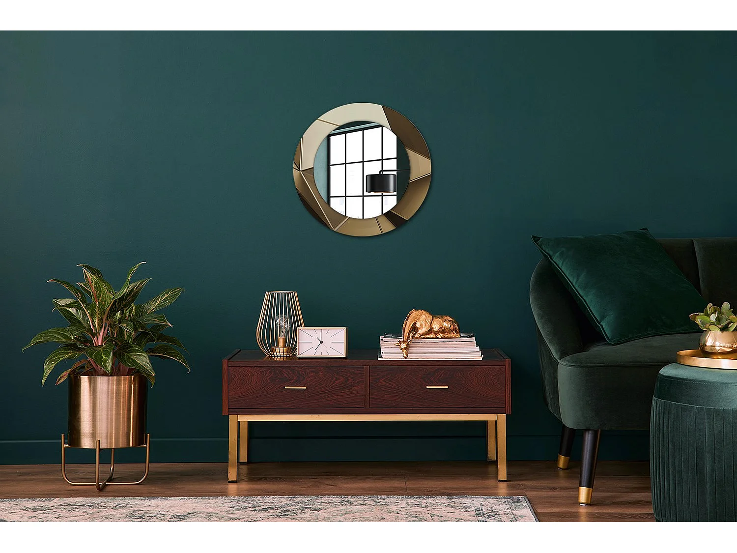 Miroir rond décoratif - Abstraction moderne - 50 cm