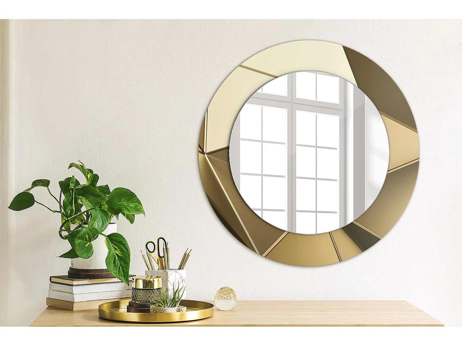 Miroir rond décoratif - Abstraction moderne - 50 cm