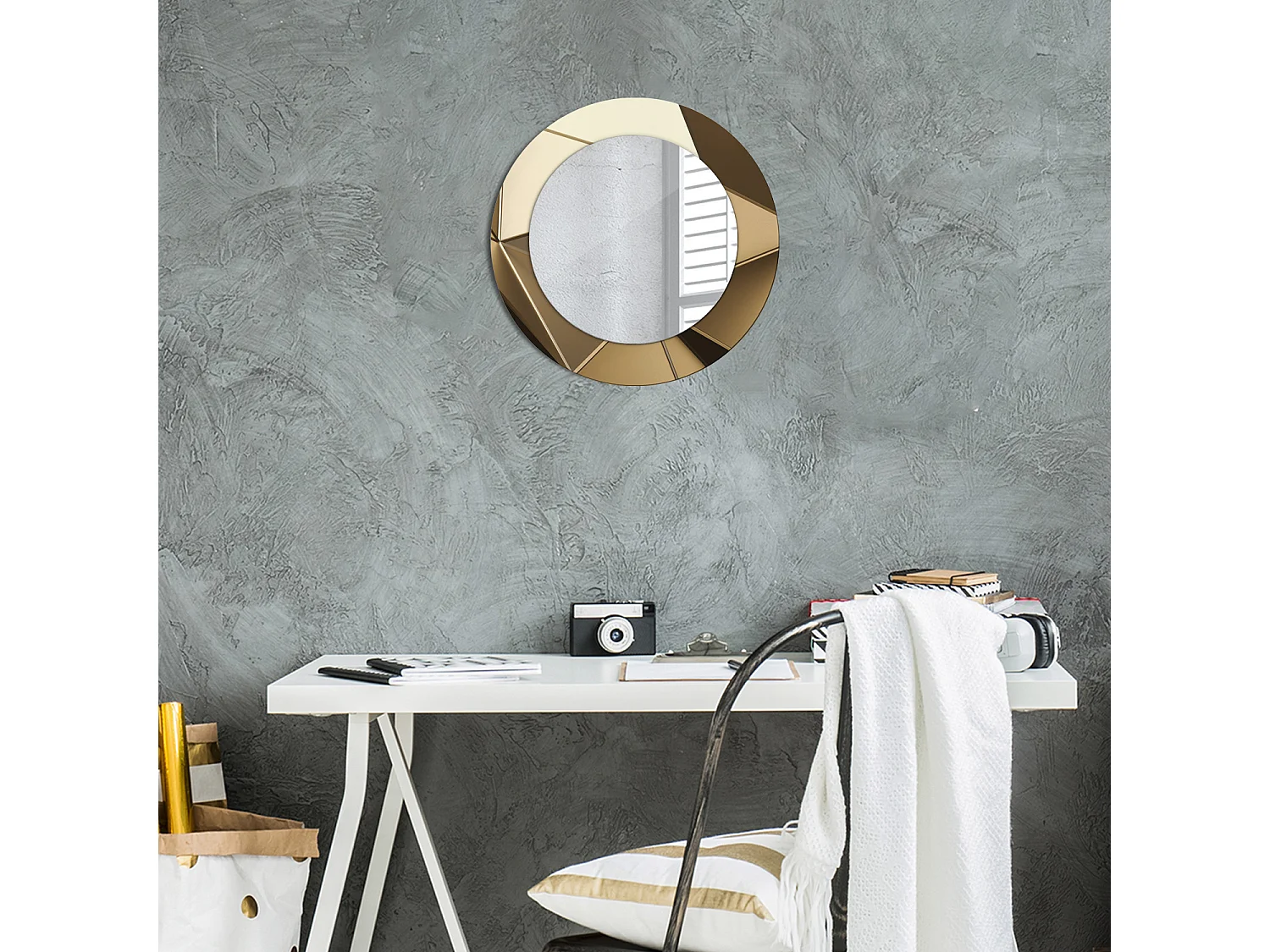 Miroir rond décoratif - Abstraction moderne - 50 cm