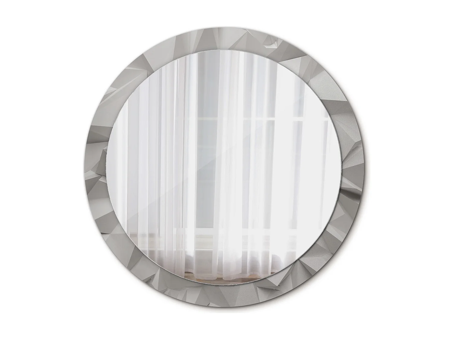 Miroir rond décoratif - Cristal blanc abstrait - 90 cm