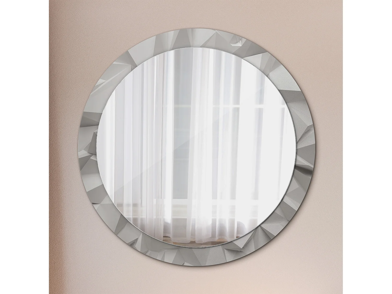 Miroir rond décoratif - Cristal blanc abstrait - 90 cm