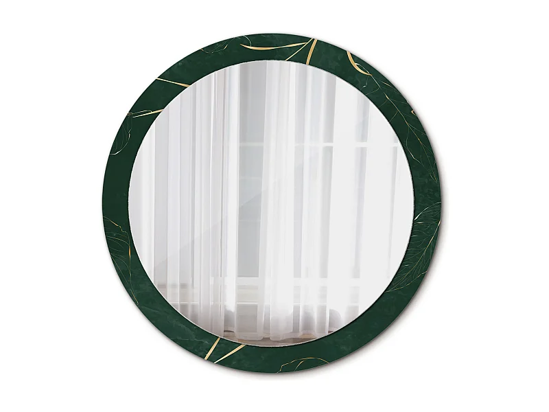 Miroir rond décoratif - Contour feuilles - 90 cm