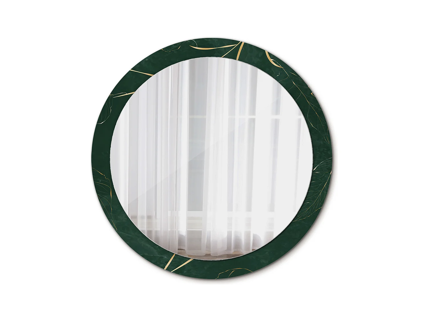 Specchio rotondo decorativo - Contorno foglia - 90 cm