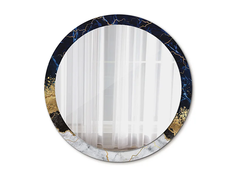 Miroir rond décoratif - Marbre bleu - 100 cm